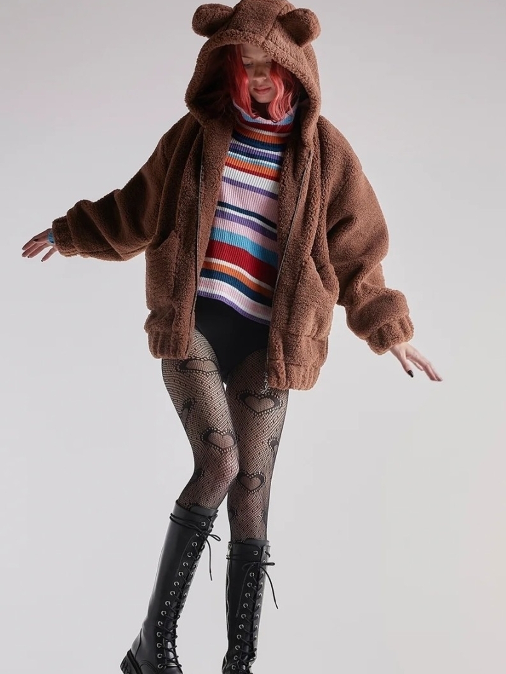 dELiA*s Brown Teddy Hooded Jacket with Ear Details